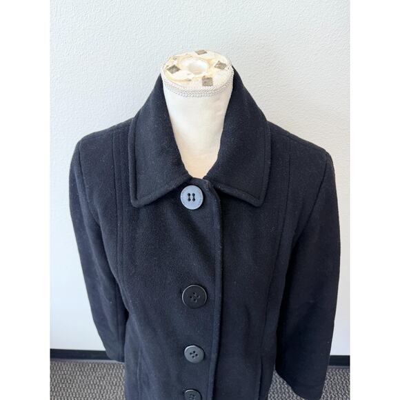 Calvin Klein Coat Women's Size 6 Black Button-Up Long Sleeve Tailored Fit - Picture 4 of 7